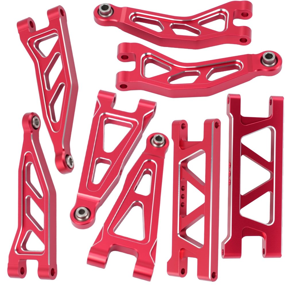 Aluminum Alloy Front & Rear Suspension Arms Set for Arrma 1/14 Typhon Grom 1/18 Granite Grom Upgrade(Red)