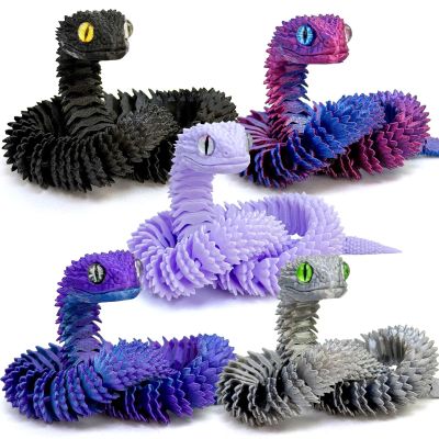 5pcs 18inch 3D Printed Snake Toy,Flexible Articulated 3D Printed Animal Fidget ADHD Snakes Toy,Kids Adults Collectors Desk Decor Toys (STL2-Silvery/Black/Purple/Blue-Violet/RedBlueGreen)