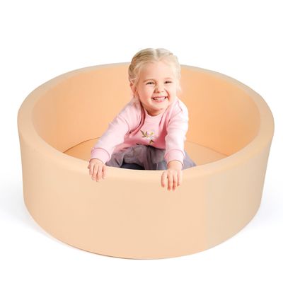 Foam Ball Pit, 36" x 12" Indoor Outdoor Soft Round Ball Pool Playpen Ideal Gift Toy for Kids, Soft Ball Pit (No Balls) - Beige
