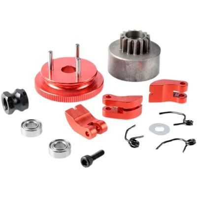 1/8 for HSP RC Parts - Alloy Bell Gear Flywheel + 14T Clutch Shoe + Spring + Bearing Set 83013 confident(Red)