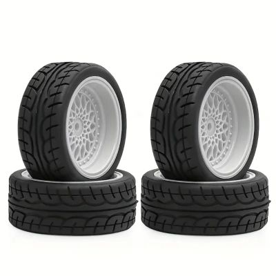 4Pcs RC Car Tires & Wheels - 12mm Hex Hub for WLtoys 144001, 1/10, 1/16 Scale confident(WHITE)