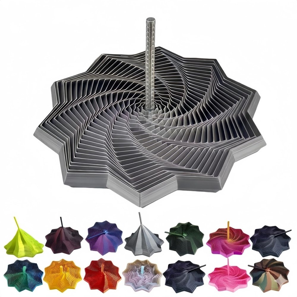 3D Printed Expanded Sensory Fidget Star with Handle, Dual Motion 3D Star Fidget Toy for Adults, Expanding Spiral Desk Fidget Toys for Stress Relief (Sliver,6.9Inch)