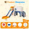 10-in-1 Toddler Slide Playset,Indoor Playground for Kids 1-3 and Toddler Outdoor playset with Golf Set, Basketball Hoop, Climbing Frame, Drawing Board and Steering Wheel, Yellow & Blue view 2