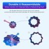 3D Printed Expanded Sensory Fidget Star,Transformable Stress Relief Finger Toy with Detachable Handle,for Office desks as a Stress-Relief Gifts,ADHD & Stress Relief (red-Blue) view 3