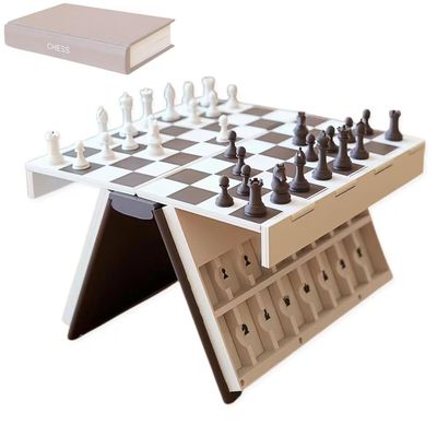3D Printed Magnetic Chess Set, Amusing Books Design Folding Chessboard Set, Creative Magnetic Chess Piece Storage Design, Portable Compact Board Game and Decorative Gift for Home