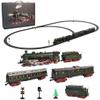 Alloy Electric Train Set Model for Adults, Vintage Christmas Electric Train Steam Locomotive with Carriage, Long Track, Lights and Sounds, Gift for Christmas and Birthday (Dark Green) view 1