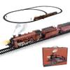 Alloy Electric Train Set Model for Adults, Vintage Christmas Electric Train Steam Locomotive with Carriage, Long Track, Lights and Sounds, Gift for Christmas and Birthday (Red) view 1