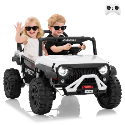 24V 2 Seater Ride on Car with Remote Control, 4WD Electric Toy Car for Big Kids, Bluetooth, LED Lights & Spring Suspension, White