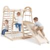 Costzon Indoor Playground, 8-in-1 Kids Montessori Jungle Gym Climbing Toys with Baby Slide, Swing, Basketball Hoop, Monkey Bar, Rope Net, Ladder, Wooden Climber Playset for Kids Ages 3-5 (Natural) view 1
