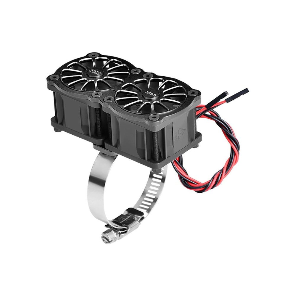 Aluminum 7075-T6 Alloy+316 Stainless Steel Dual 40X28mm Cooling Fan Ajustable for 40-56 Series Motor - Black