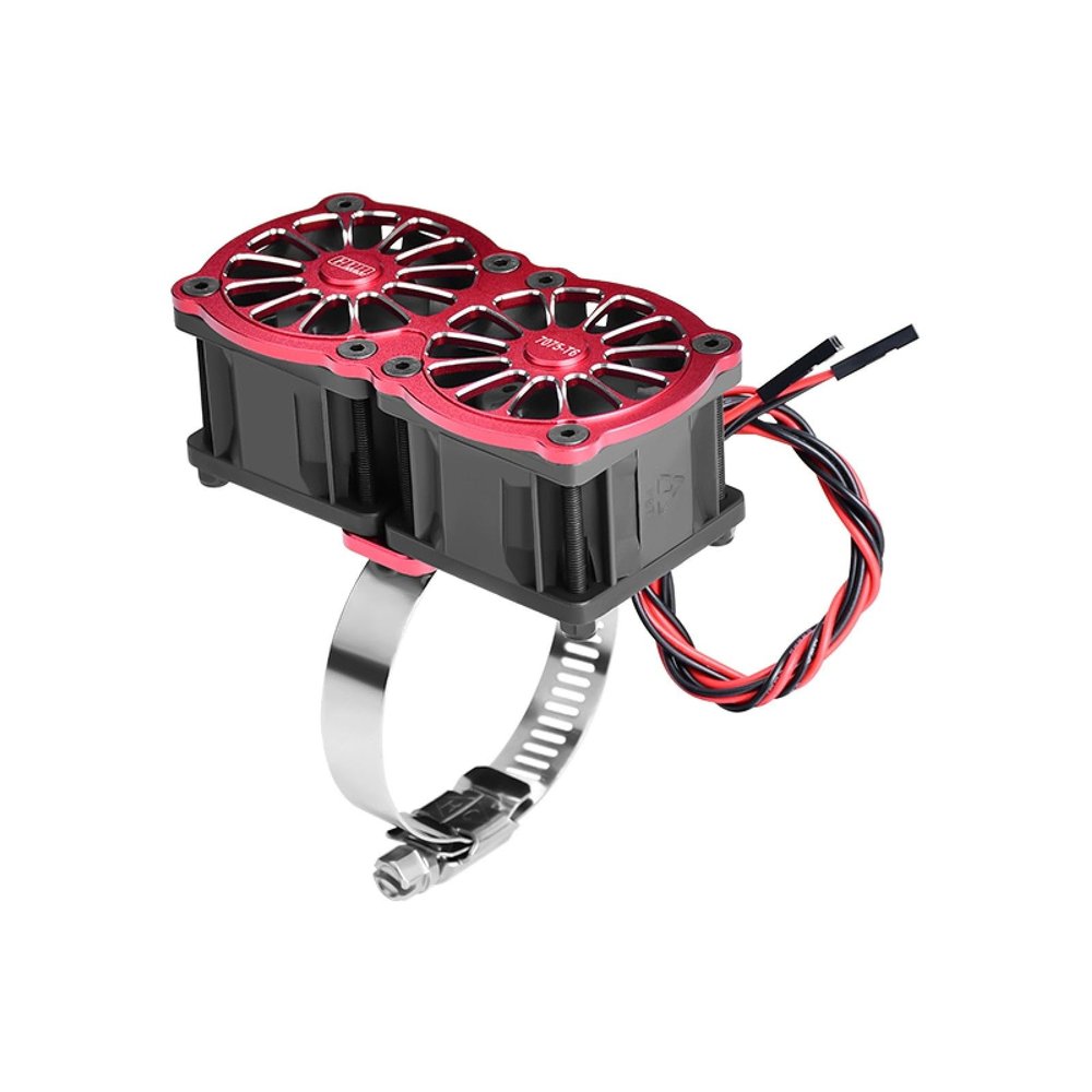 Aluminum 7075-T6 Alloy+316 Stainless Steel Dual 40X28mm Cooling Fan Ajustable for 40-56 Series Motor - Red