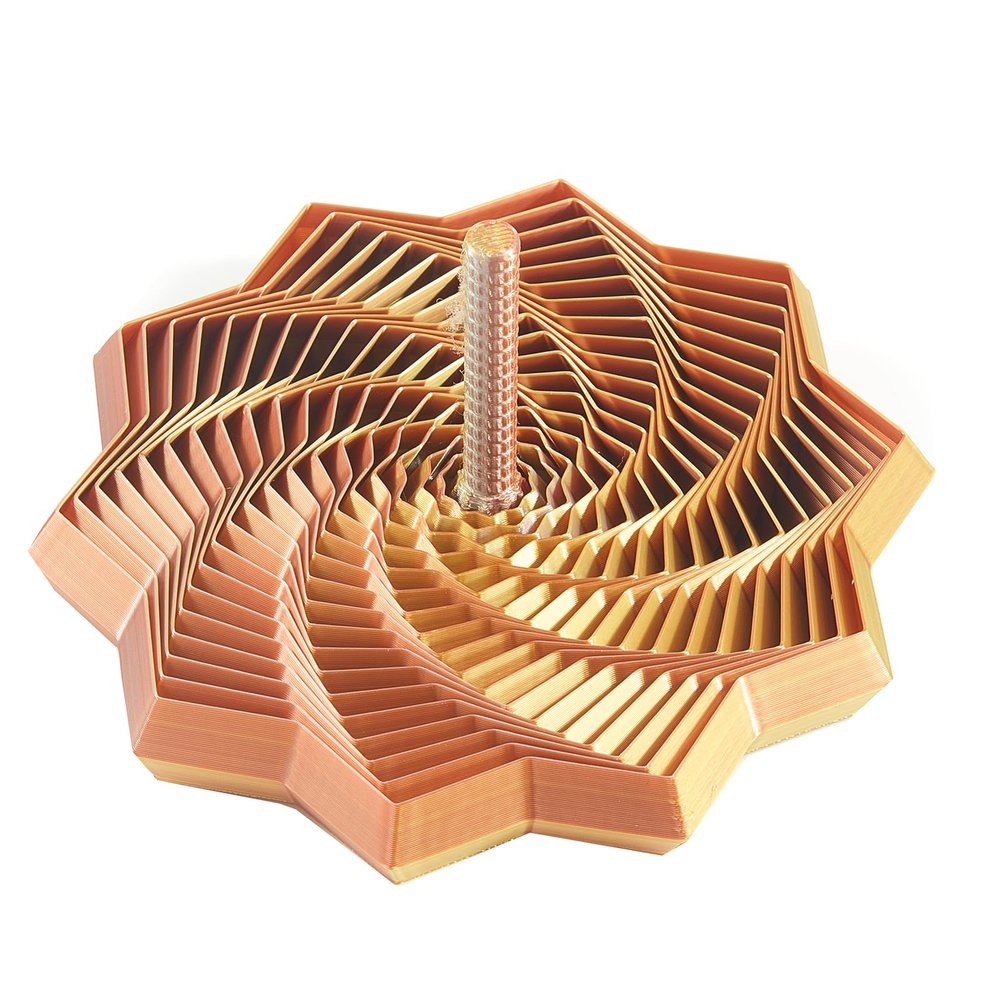3D Printed Expanded Sensory Star with Handle, Custom Dual/Tri/Quad-Color Printing,Dual Motion Hypnotic Spiral for ADHD Focus & Stress Relief,Office Desktop Fidget Toy (Gold-Sliver-Copper, M-19 Rings)
