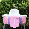 1st Birthday Butterfly High Chair Banner - Handmade Wood Bead Tassel Garland Decoration for First Birthday Party view 3