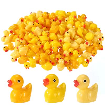 120pcs Yellow Mini Resin Ducks, Cute Tiny Ducks Mini Resin Figures for Dollhouse Garden Micro Landscape Aquarium Decor DIY Crafts