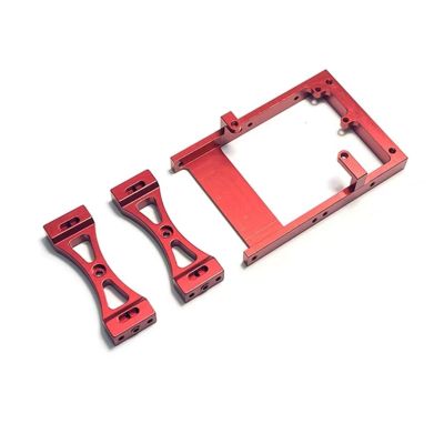 For WPL C14 C24 B14 B24 1/16 RC Car Kit Metal Servo Mount Bracket Beam Crossbeam Shock Model Assemble Accessory Rc Models Accessories(Red)