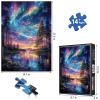 1000 Piece Jigsaw Puzzle for Adults Cosmic Aurora Forest Psychedelic Night Sky Art Puzzle, Aurora Borealis Landscape, Premium Thick Cardboard Puzzles Pieces, Elegant Gift for Puzzlers (Aurora) view 2