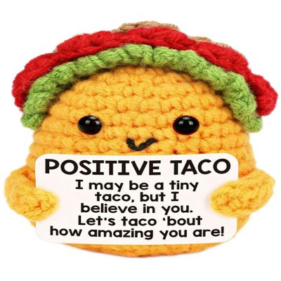 NZOZKOEX Positive Crochet Taco Animals, Emotional Support Gift for Women Men, Birthday Self Care Present, Inspirational Uplifting Gift for Friends, Sister, Mom, Dad, Wife, Husband, Coworkers, Family