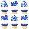 Eracadio 36pcs Class of 2026 Cupcake Topper Glitter Blue Congrats Grad Cupcake Picks High School College 2026 Graduation Party Cake Decorations view 1