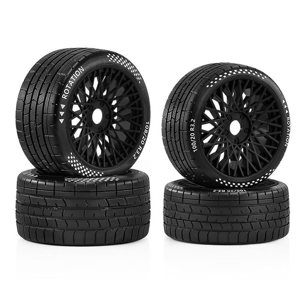2PCS Big + 2PCS Small Rubber RC Wheel Tire Tyre Hex Hub 17mm RC Spare Parts for 1/7 ARRMA Felony FSR HongNor X3GT ZD Racing RC Car (Black)