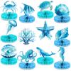 12Pcs Gradient Blue Under The Sea Honeycomb Centerpiece Sea Animal Coastal Beach Table Decor Ocean Marine Creature Table Honeycomb for Coastal Nautical Birthday Party Baby Shower Wedding Favors view 1