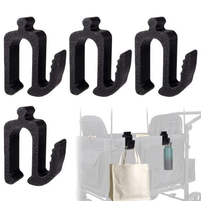 4pcs Multifunctional Side Hooks Compatible with Wonderfold Wagon W4, Black Side Hooks Space-Saving Travel Organizer Accessories for Groceries Diaper Bags