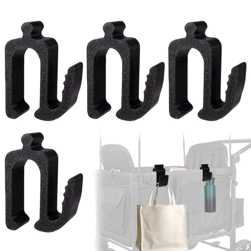 4pcs Multifunctional Side Hooks Compatible with Wonderfold Wagon W4, Black Side Hooks Space-Saving Travel Organizer Accessories for Groceries Diaper Bags