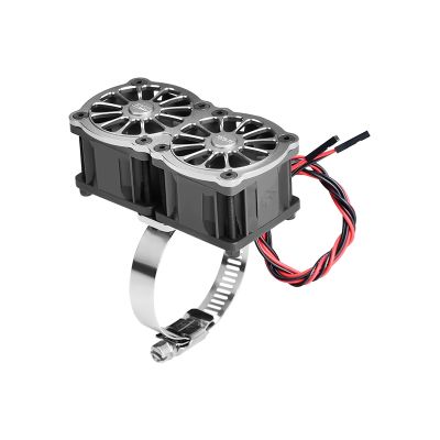 Aluminum 7075-T6 Alloy+316 Stainless Steel Dual 40X28mm Cooling Fan Ajustable for 40-56 Series Motor - Silver