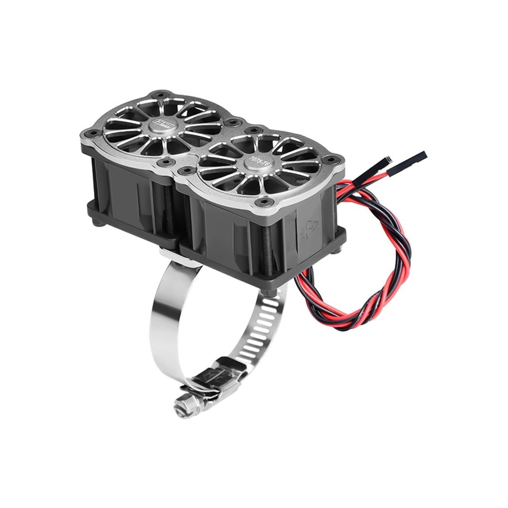 Aluminum 7075-T6 Alloy+316 Stainless Steel Dual 40X28mm Cooling Fan Ajustable for 40-56 Series Motor - Silver