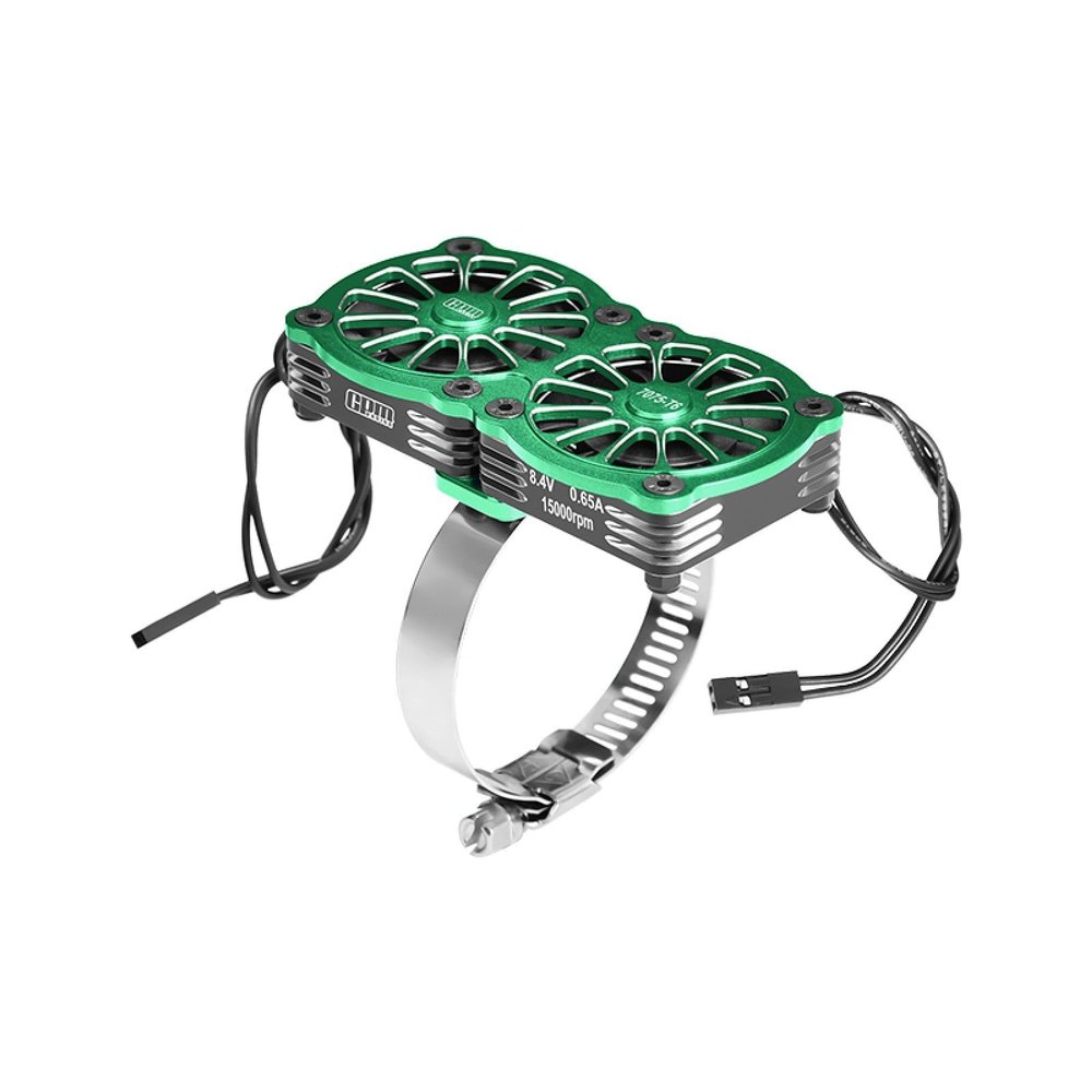Aluminum 7075-T6 Alloy+316 Stainless Steel Dual 40X40mm Cooling Fan Ajustable for 40-56 Series Motor - Green