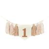 1st Birthday High Chair Banner - Handmade Wooden Bead Tassel Garland for First Birthday Party Photography Prop view 1