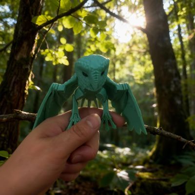 Articulated Barn Owl 3D-Printed Monochrome Poseable Owl Figurine with Movable Wings & Tail, Stress-Relief Fidget Desk Collectible for Adults (Green, Trumpet)