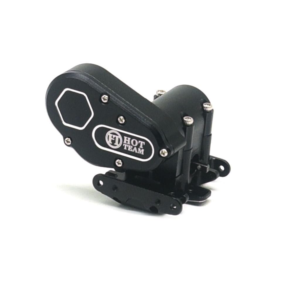 Hot Team Hobby Aluminum Motor Mount Gearbox Transmission with Gear for AXIAL SCX30 RC Car Upgrade Part (Black)