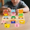 blloocod Wooden Stacking Blocks Matching Game for Ages 2-5, Montessori Fine Motor Skills Builder with 72 Outfit Combos view 3