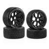 2PCS Big + 2PCS Small Rubber RC Wheel Tire Tyre Hex Hub 17mm RC Replacement Parts for 1/7 ARRMA Felony KM Rally HongNor X3GT ZD Racing RC Car (Black) view 1