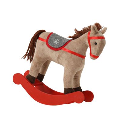 Christmas Rocking Toy Desk Ornament Seasonal Celebration Lightweight Multifunctional 9x3x10.2inch Wooden Base- Brown