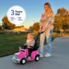 3-in-1 Ride on Push Car for Toddler with Handle, Toddler Ride on Toy for Boys, Stroller Sliding Walking Car w/Music and Horn - Hot Pink view 2