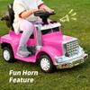 3-in-1 Ride on Push Car for Toddler with Handle, Toddler Ride on Toy for Boys, Stroller Sliding Walking Car w/Music and Horn - Hot Pink view 4