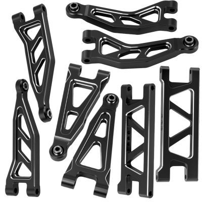 Aluminum Alloy Front & Rear Suspension Arms Set for Arrma 1/14 Typhon Grom 1/18 Granite Grom Upgrade (Black)