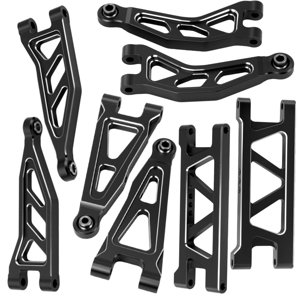 Aluminum Alloy Front & Rear Suspension Arms Set for Arrma 1/14 Typhon Grom 1/18 Granite Grom Upgrade (Black)