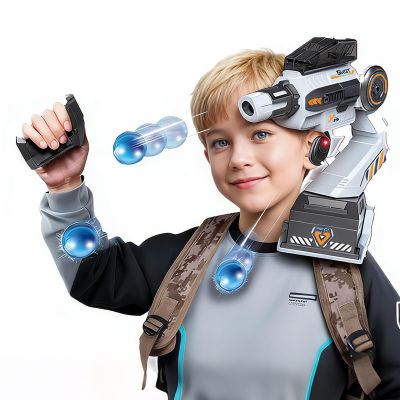 Megele Motion-Tracked Blaster, Smart Motion-Tracking EVA Foam Blaster Toy, Motion Control Automatic Toy Machine Gun with Wearable Shoulder Mount & Remote Control