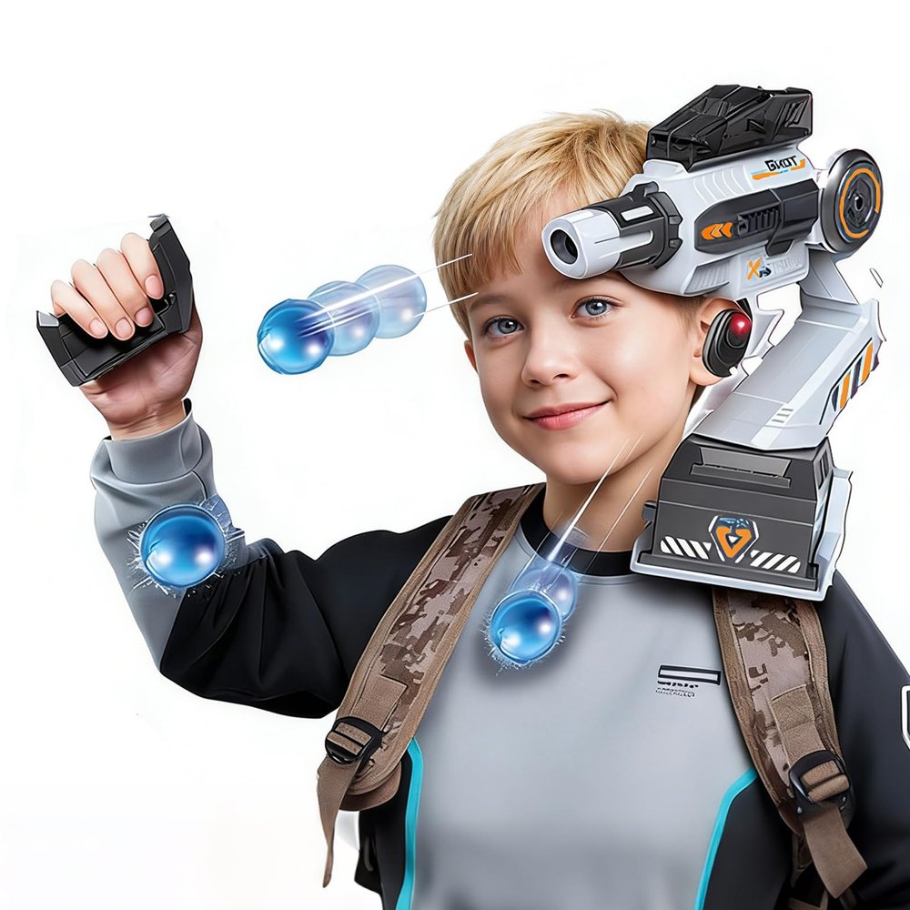 Megele Motion-Tracked Blaster, Smart Motion-Tracking EVA Foam Blaster Toy, Motion Control Automatic Toy Machine Gun with Wearable Shoulder Mount & Remote Control