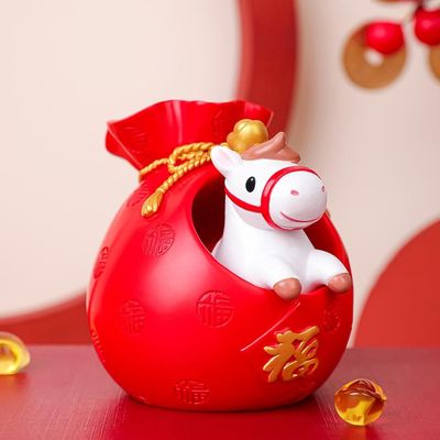 2026 Horse Year Lucky Money Decorative Jar,Feng Shui Lucky Horse Piggy Bank Decor,Resin Craft New Year Horses Statue Money Box,Horses Statue Newyear Festival Gift,Home Desk Decor & Car Ornament