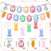 8PCS Easter Decorations Set, Includes Happy Easter Banner, Hanging Swirls for Birthday, Home, Classroom, Office and Yard Party Decorations view 2