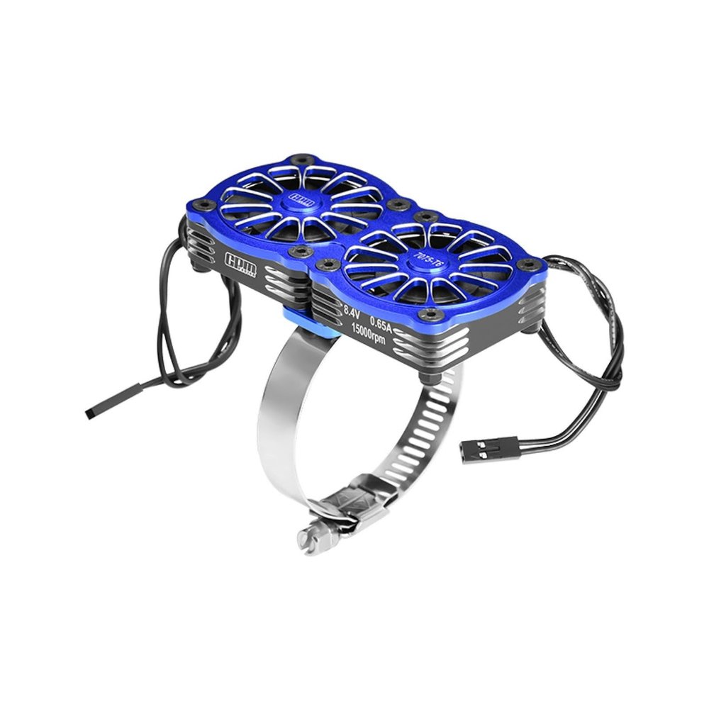 Aluminum 7075-T6 Alloy+316 Stainless Steel Dual 40X40mm Cooling Fan Ajustable for 40-56 Series Motor - Blue