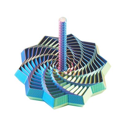 3D Printed Expanded Sensory Star with Handle, Custom Dual/Tri/Quad-Color Printing,Dual Motion Hypnotic Spiral for ADHD Focus & Stress Relief,Office Desktop Fidget Toy(Red-Yellow-Blue, S-13 Rings)