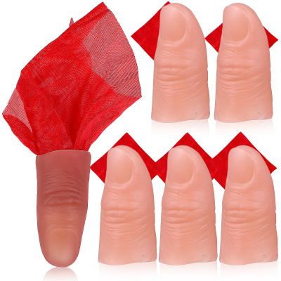 Abaodam 6Pcs Magician Finger Sleeves Set with Supple Finger Covers and Silk Scarves for Conjure Props, Trick Props for Illusion Kits, Suitable for Performer Tricks and Fingertip