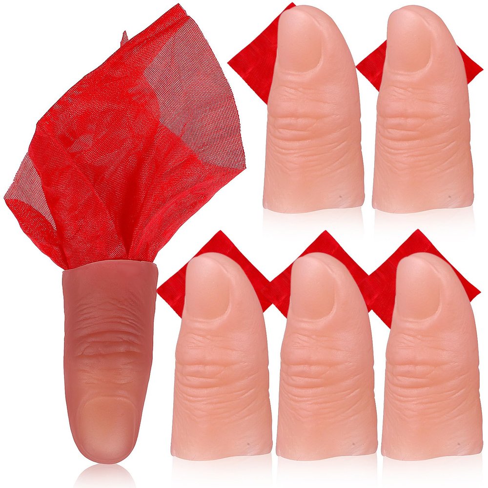 Abaodam 6Pcs Magician Finger Sleeves Set with Supple Finger Covers and Silk Scarves for Conjure Props, Trick Props for Illusion Kits, Suitable for Performer Tricks and Fingertip