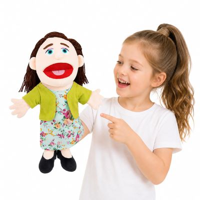 Family Hand Puppets for Kids - 16 Inch Soft Plush Mom Puppet with Movable Mouth, Interactive Pretend Role-Play for Storytelling & Teaching, Classroom, Preschool Toddlers, Birthday Gifts