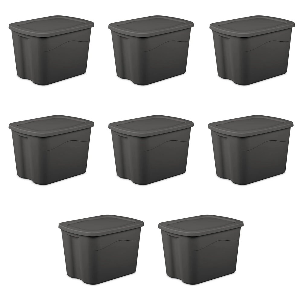 AIXISTL 8-Pack 18-Gallon Plastic Storage Bins - Heavy Duty Stackable Containers with Secure Snap-On Lids for Garage, Basement or Closet Organization, Space-Saving Design (Gray)