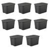 AIXISTL 8-Pack 18-Gallon Plastic Storage Bins - Heavy Duty Stackable Containers with Secure Snap-On Lids for Garage, Basement or Closet Organization, Space-Saving Design (Gray) view 1